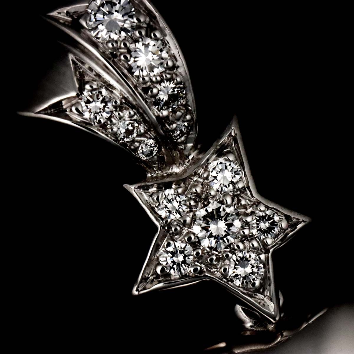 Chanel Comet Heart Star Diamond Pendant Top 18k WG White Gold 750 Charm — view 6
