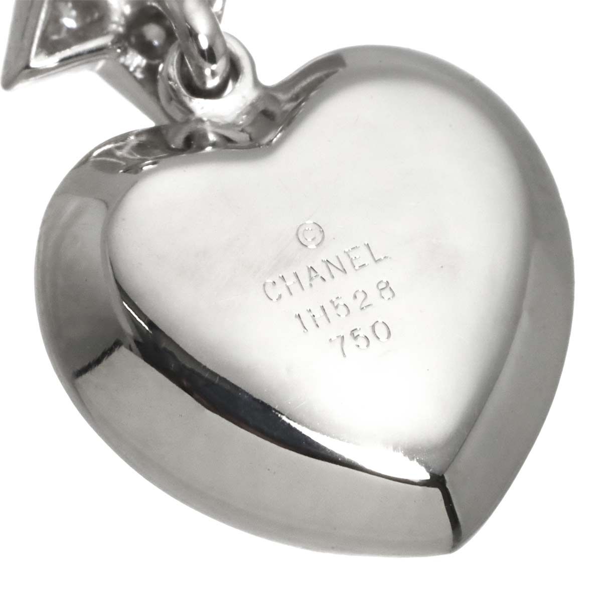 Chanel Comet Heart Star Diamond Pendant Top 18k WG White Gold 750 Charm — view 4