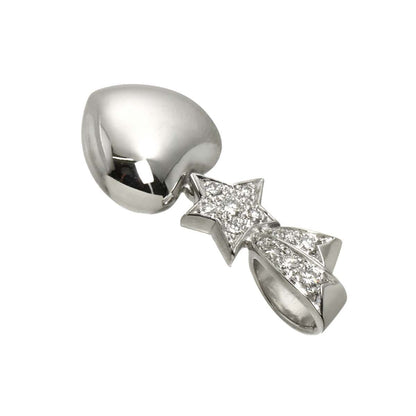 Chanel Comet Heart Star Diamond Pendant Top 18k WG White Gold 750 Charm — view 3