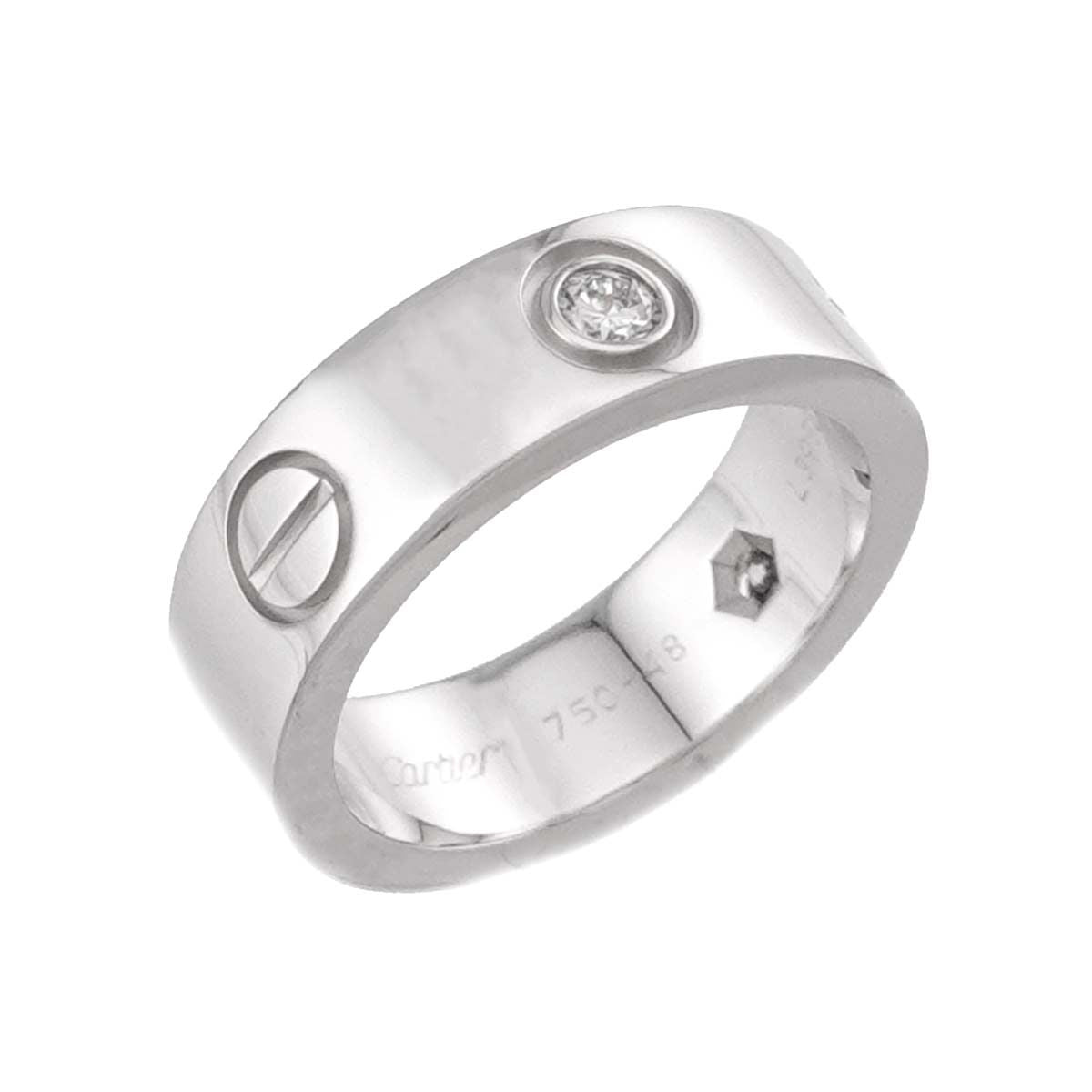 Cartier Love 48 Ring Half Diamond 18k WG White Gold 750 — view 6