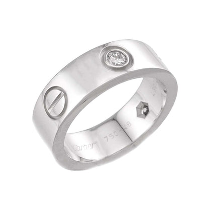 Cartier Love 48 Ring Half Diamond 18k WG White Gold 750 — view 6