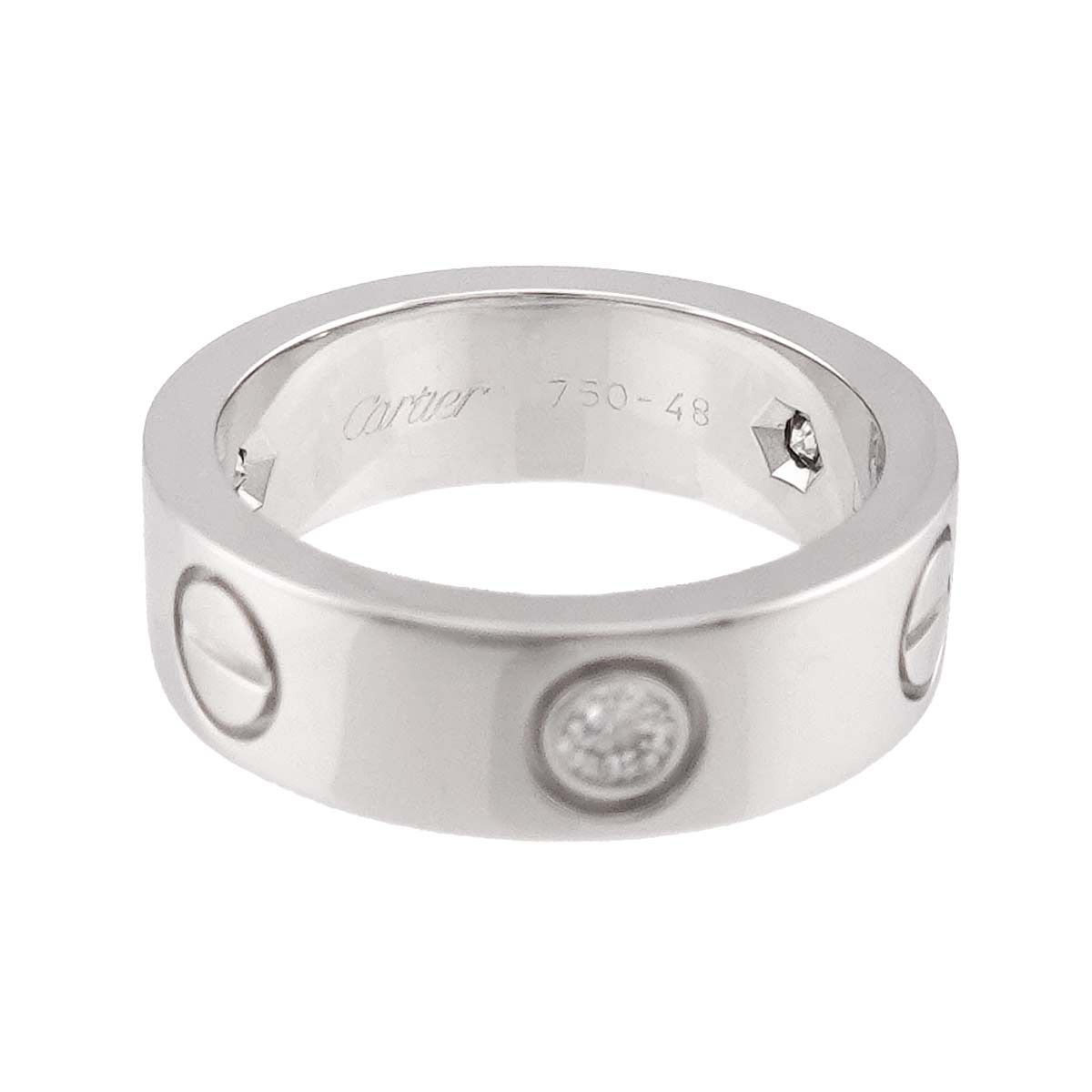 Cartier Love 48 Ring Half Diamond 18k WG White Gold 750 — view 3