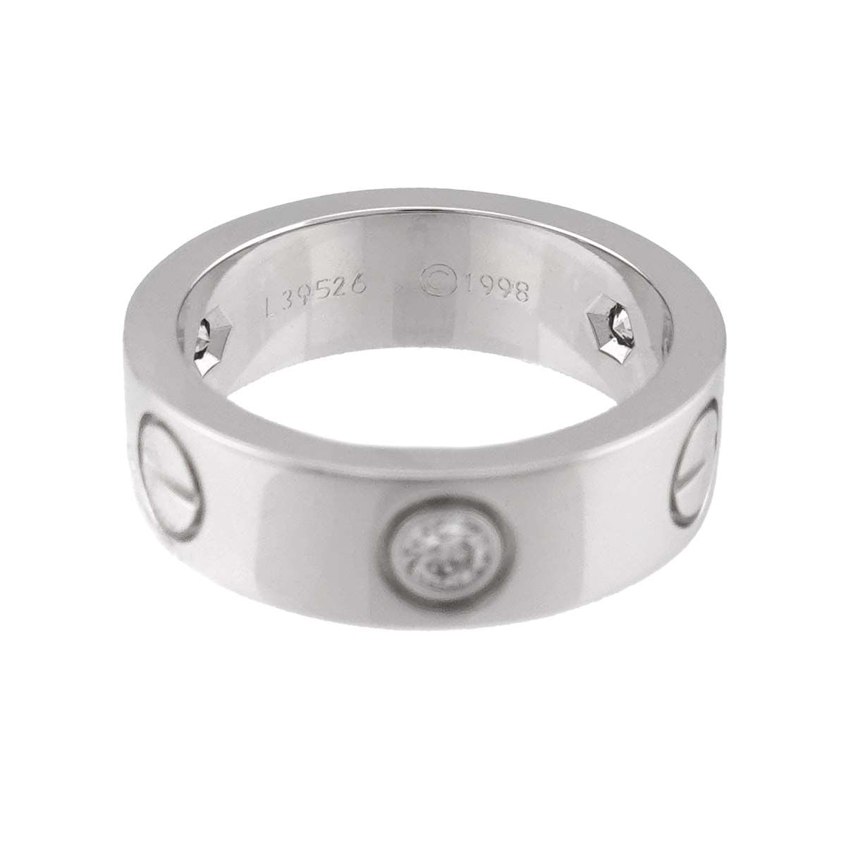 Cartier Love 48 Ring Half Diamond 18k WG White Gold 750 — view 4