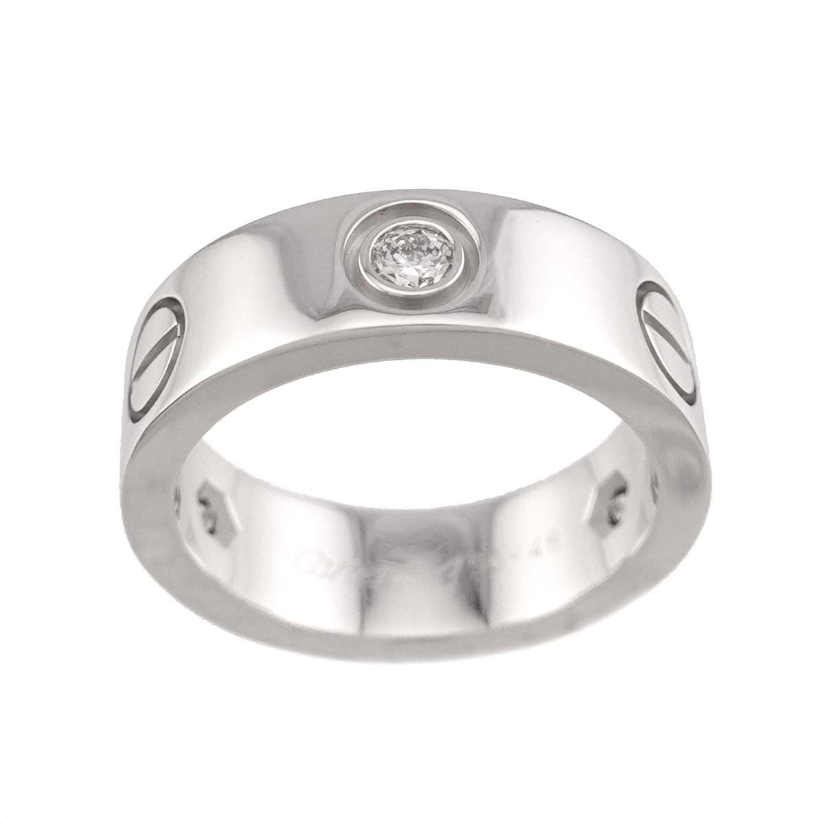 Cartier Love 48 Ring Half Diamond 18k WG White Gold 750 — view 2