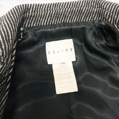 Celine Double Breasted jacket Shaw coat Striped Pattern Black White — view 8
