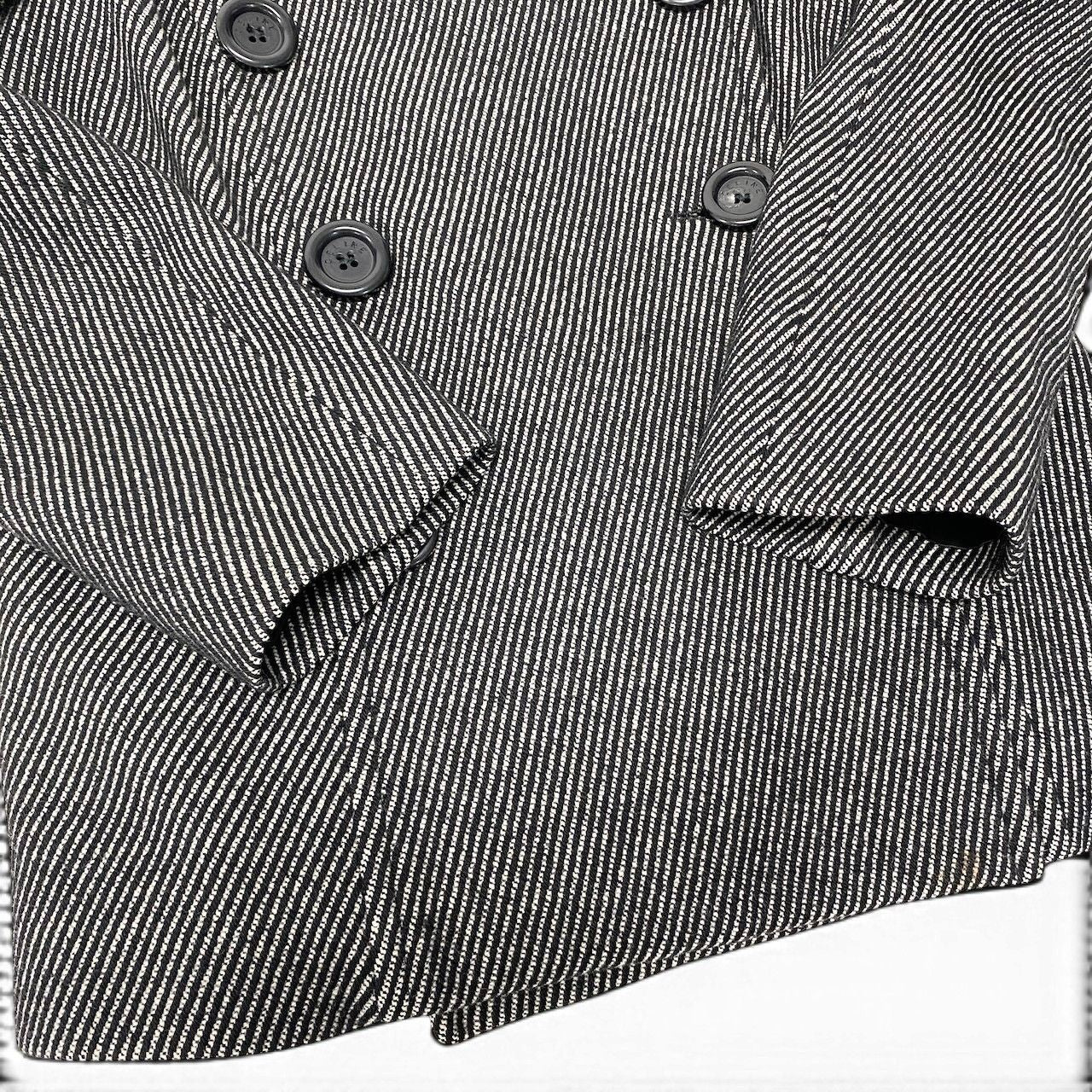 Celine Double Breasted jacket Shaw coat Striped Pattern Black White — view 5