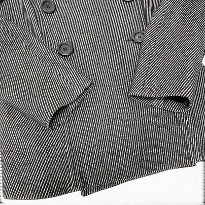 Celine Double Breasted jacket Shaw coat Striped Pattern Black White — view 5