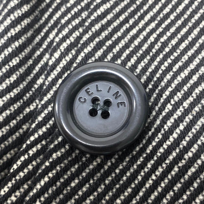 Celine Double Breasted jacket Shaw coat Striped Pattern Black White — view 6