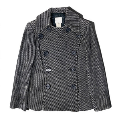 Celine Double Breasted jacket Shaw coat Striped Pattern Black White — view 2
