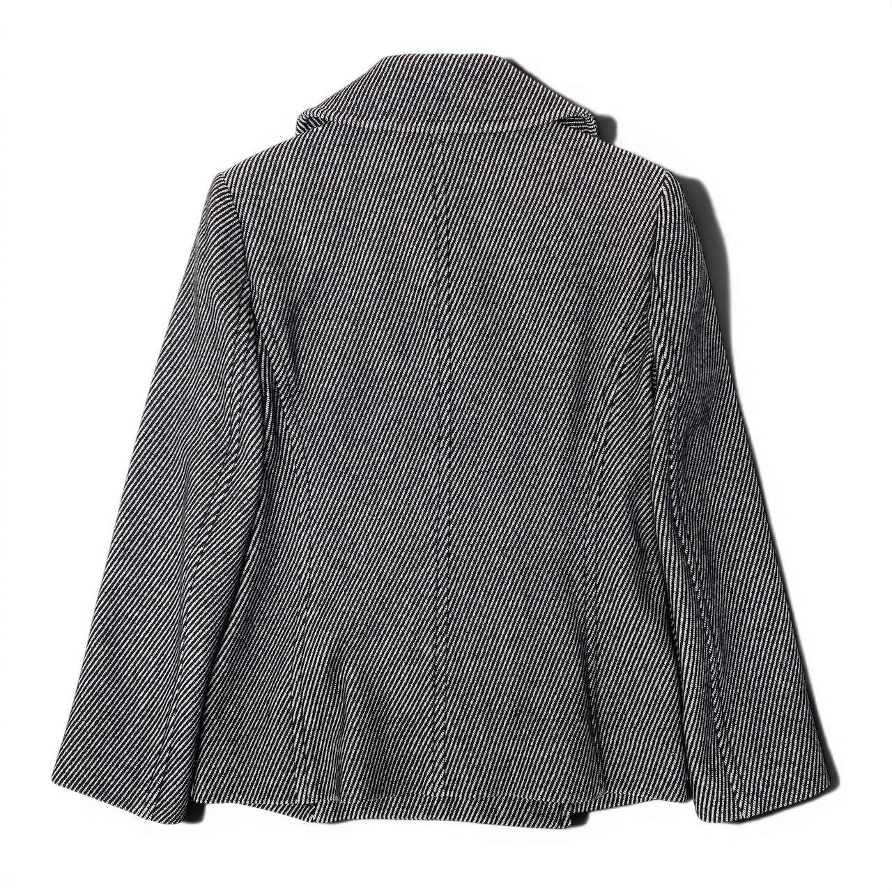 Celine Double Breasted jacket Shaw coat Striped Pattern Black White — view 3