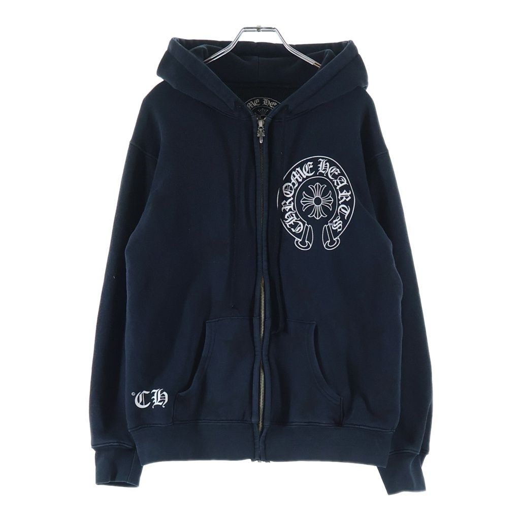 Chrome Hearts Lining Thermal Scroll Label Print Dagger Zip Up Hoodie Black