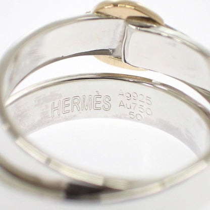 Hermes Double Tour Ring 925 Sterling Silver Gold
