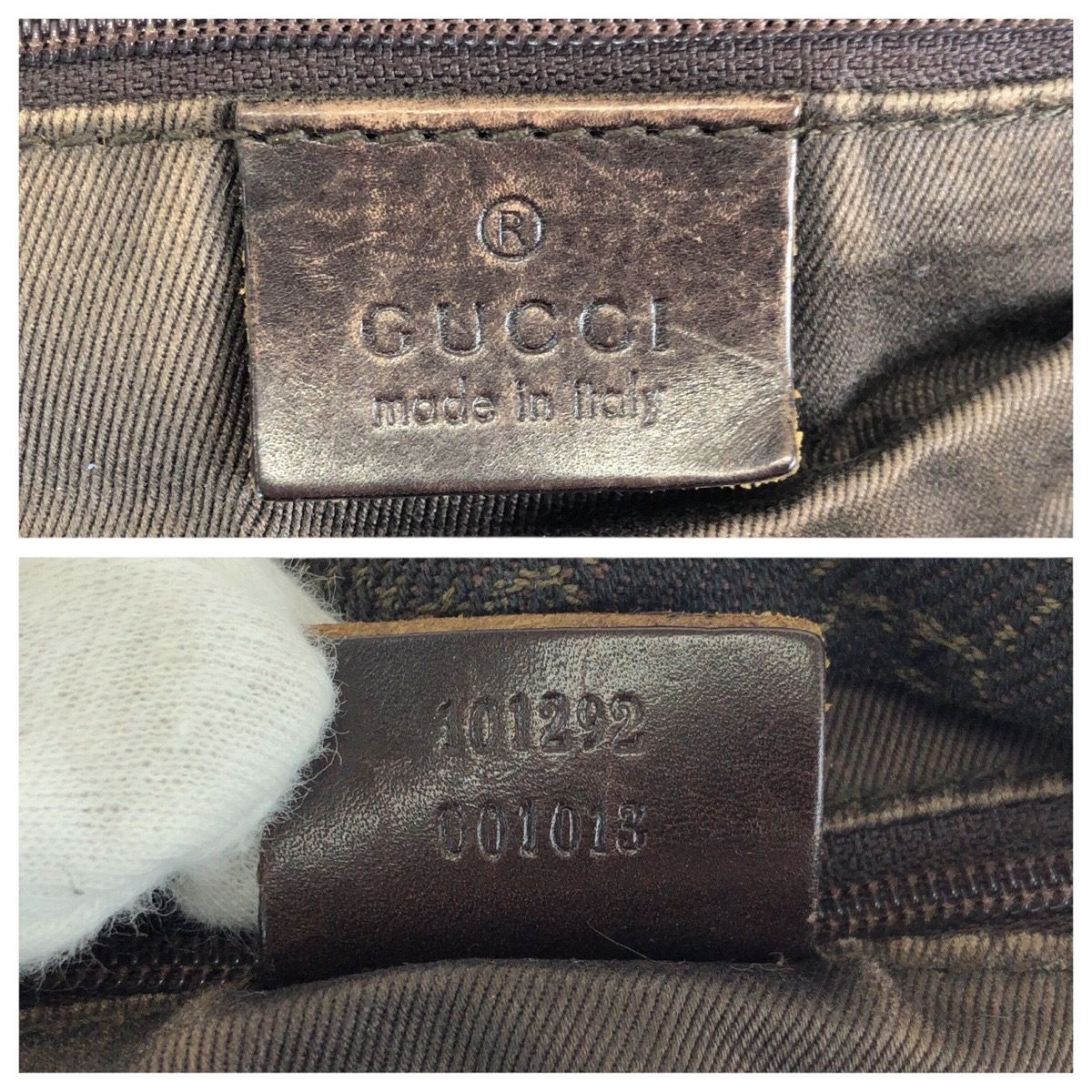 Gucci Dark Brown Gold GG Canvas Leather Shoulder — view 4