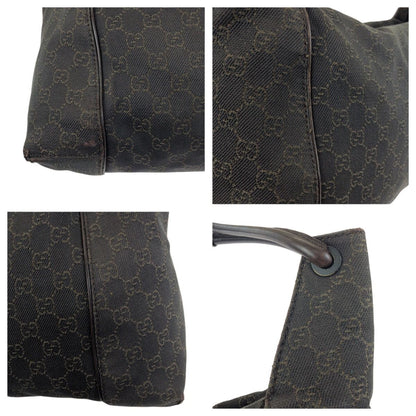 Gucci Dark Brown Gold GG Canvas Leather Shoulder — view 5