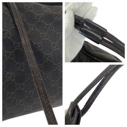 Gucci Dark Brown Gold GG Canvas Leather Shoulder — view 6