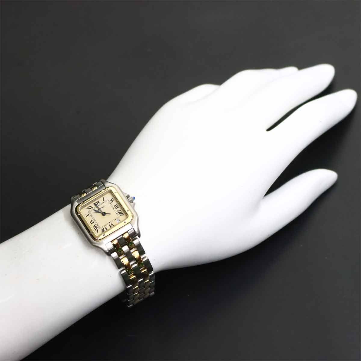 Cartier Panthere 2 Row Date Boys Watch Ivory YG Quartz — view 3