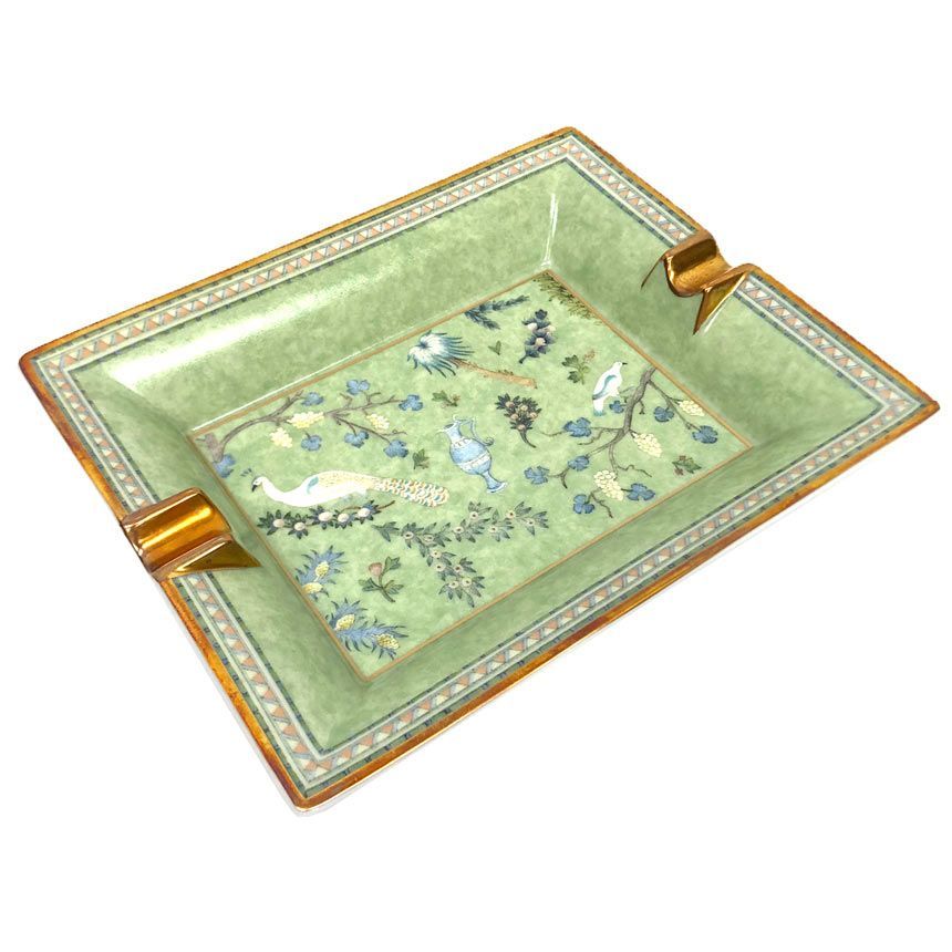 Hermes Ashtray Case Bird Peacock Light Green
