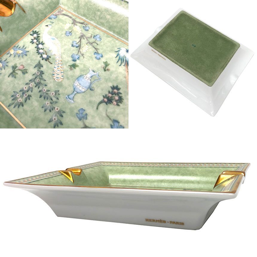 Hermes Ashtray Case Bird Peacock Light Green — view 2