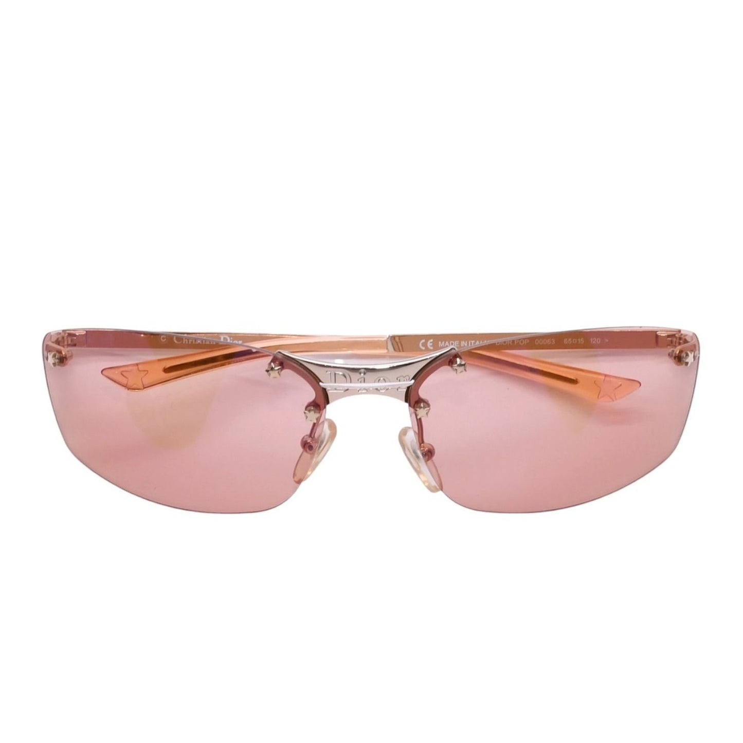Dior Pop Rimless Sunglasses Eyewear Star Decoration Orange Y2k Metal Frame — view 2