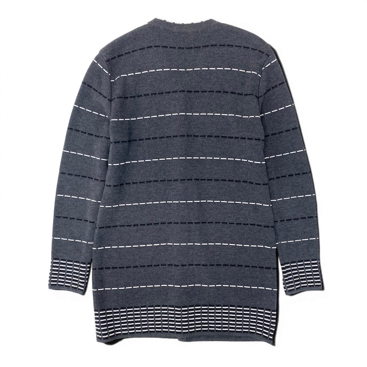 Dior Long Knit Cardigan Border M Gray Wool Rayon — view 3