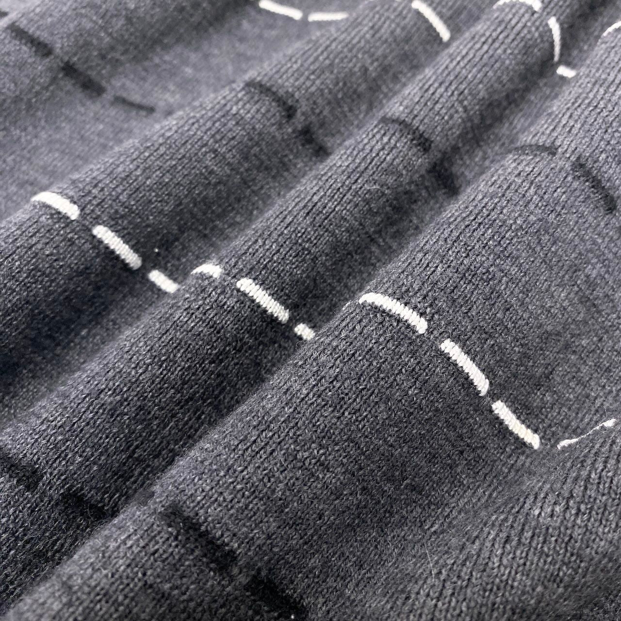 Dior Long Knit Cardigan Border M Gray Wool Rayon — view 7