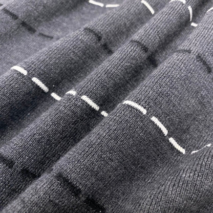 Dior Long Knit Cardigan Border M Gray Wool Rayon — view 7