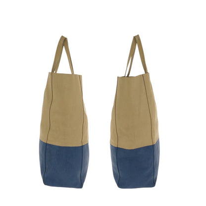Celine Horizontal Cabas Bicolor Beige Blue Gold Leather Tote — view 8