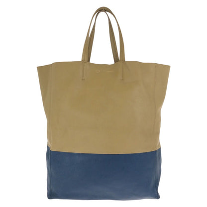 Celine Horizontal Cabas Bicolor Beige Blue Gold Leather Tote