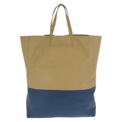 Celine Horizontal Cabas Bicolor Beige Blue Gold Leather Tote — view 2