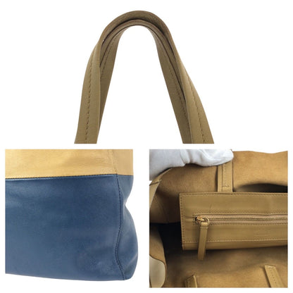 Celine Horizontal Cabas Bicolor Beige Blue Gold Leather Tote — view 6