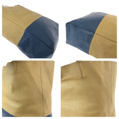 Celine Horizontal Cabas Bicolor Beige Blue Gold Leather Tote — view 5
