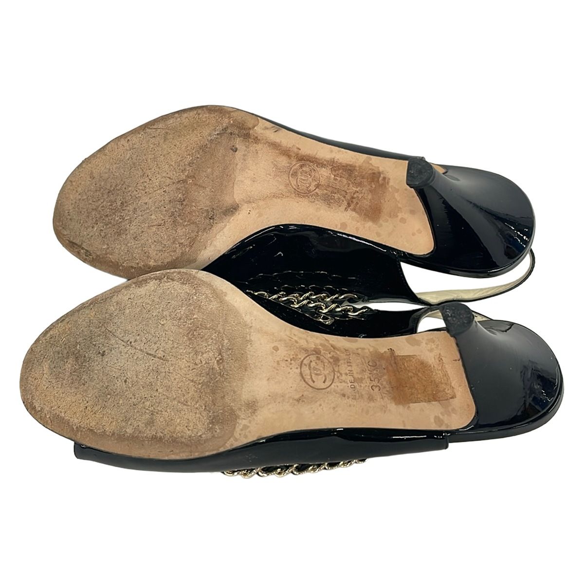 Chanel Sandals 35.5 C Black Chain Leather — view 4