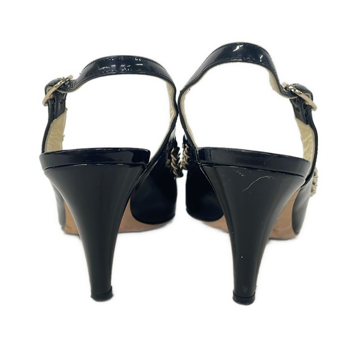 Chanel Sandals 35.5 C Black Chain Leather — view 3