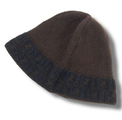 Fendi Knit Cap FF Logo Wool Brown — view 3