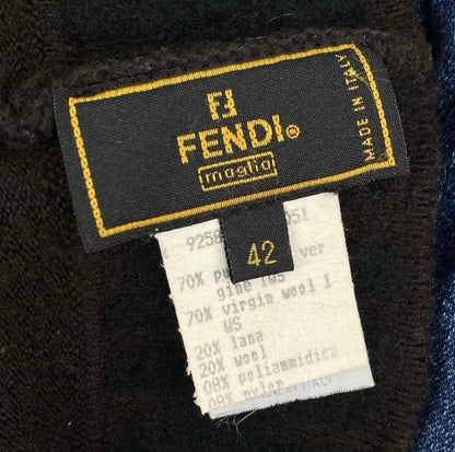 Fendi Knit Cap FF Logo Wool Brown — view 4