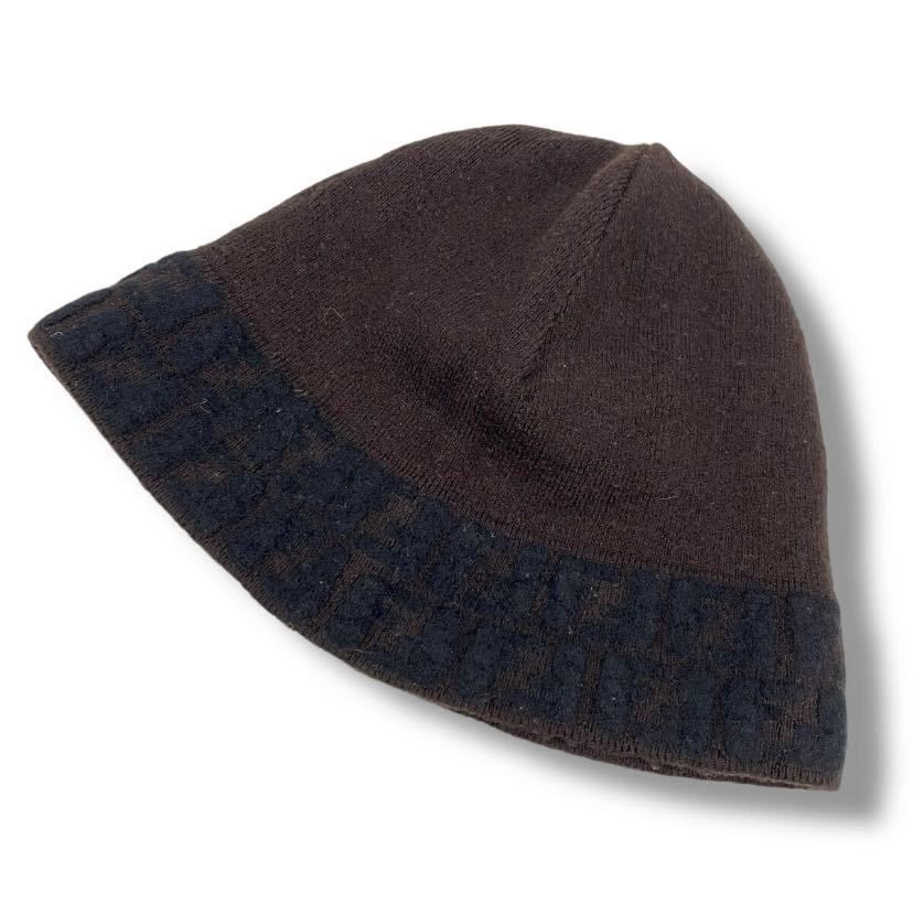 Fendi Knit Cap FF Logo Wool Brown — view 2