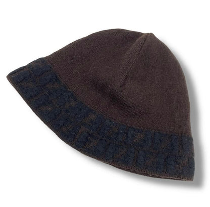 Fendi Knit Cap FF Logo Wool Brown — view 2