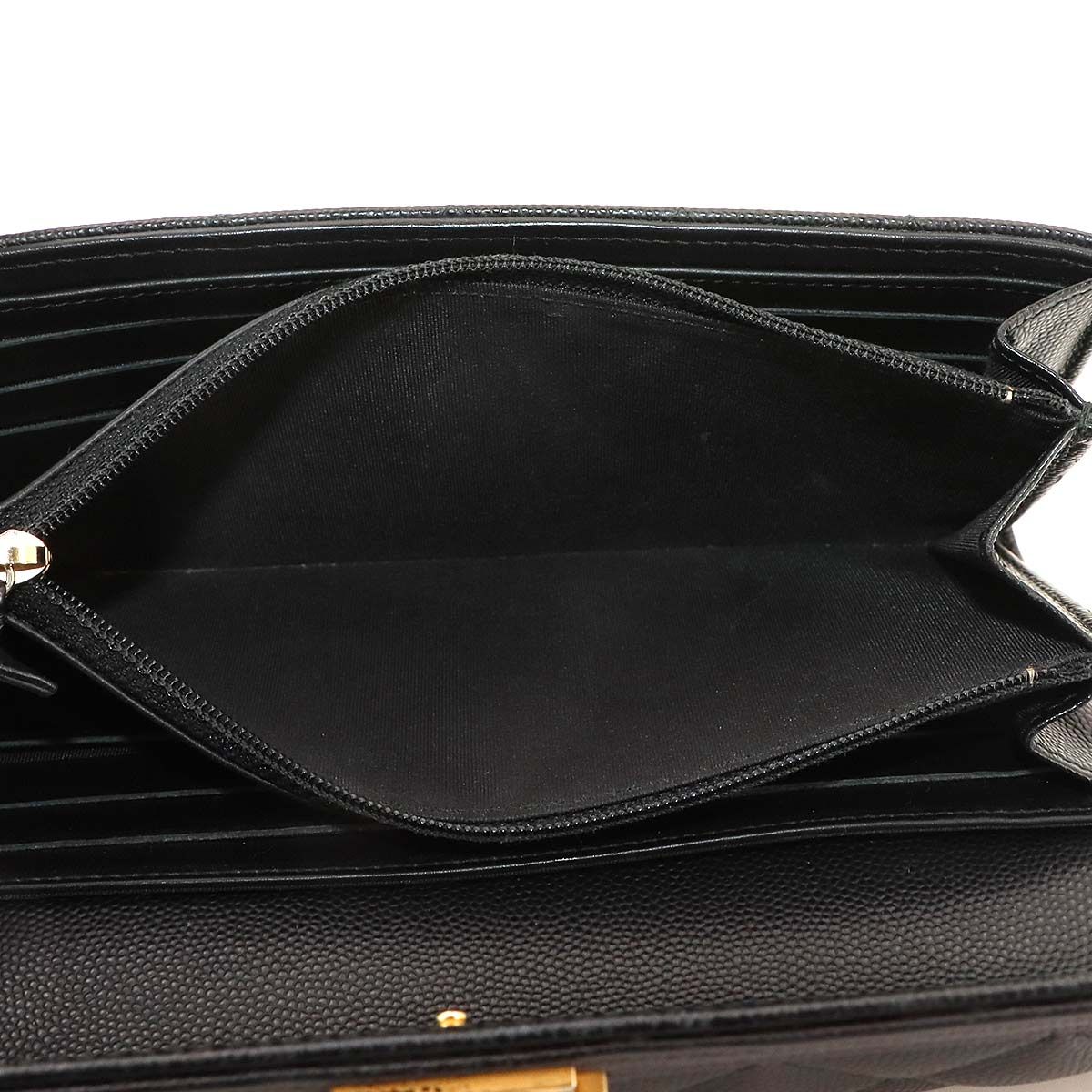 Chanel Boy Quilted Bifold Wallet Caviar Leather Black Gold — view 7