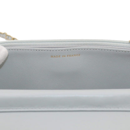 Chanel Quilted Classic Chain Wallet Lambskin Light Gray Gold — view 8