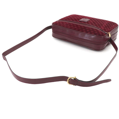 Celine Macadam Shoulder Bag Suede Leather Bordeaux Gold Vintage — view 5