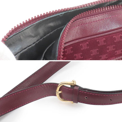 Celine Macadam Shoulder Bag Suede Leather Bordeaux Gold Vintage — view 8
