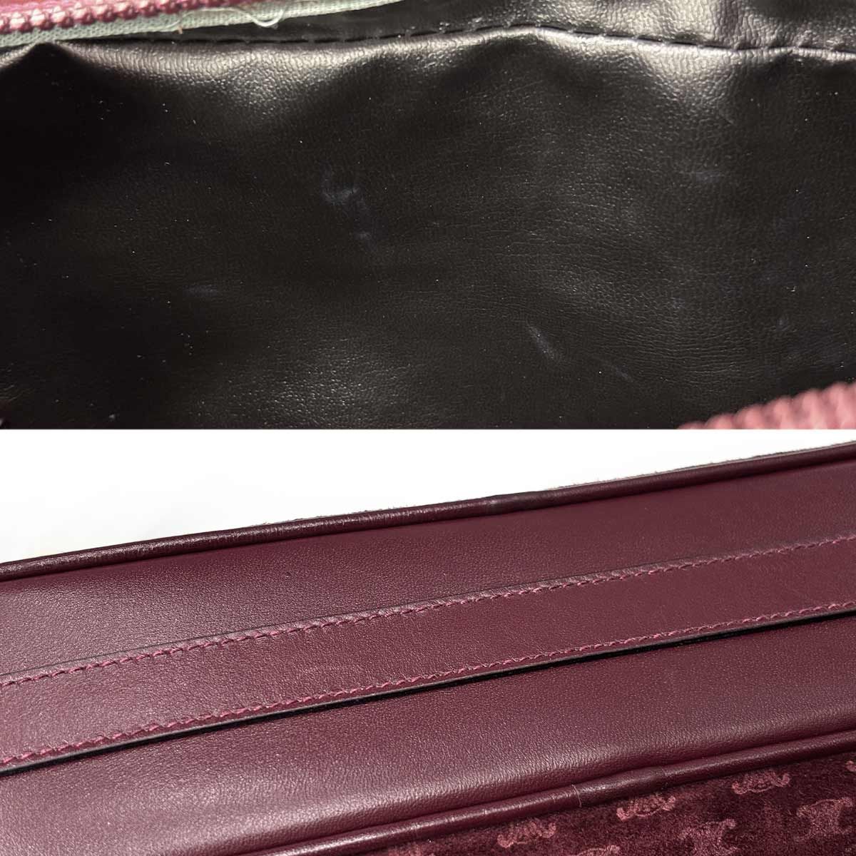 Celine Macadam Shoulder Bag Suede Leather Bordeaux Gold Vintage — view 9