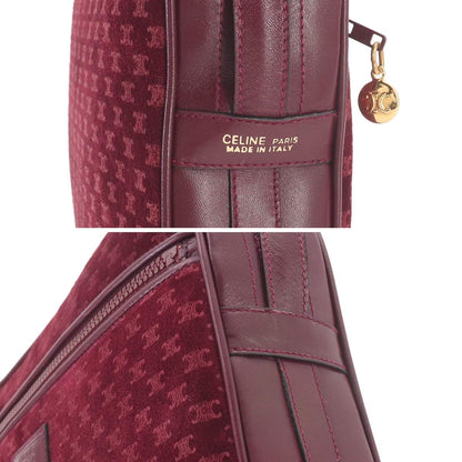 Celine Macadam Shoulder Bag Suede Leather Bordeaux Gold Vintage — view 7
