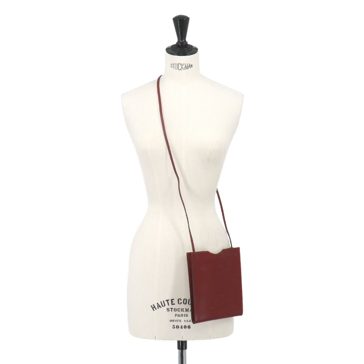 Hermes Onimetou Shoulder Bag Pochette Box Calf Rouge — view 9