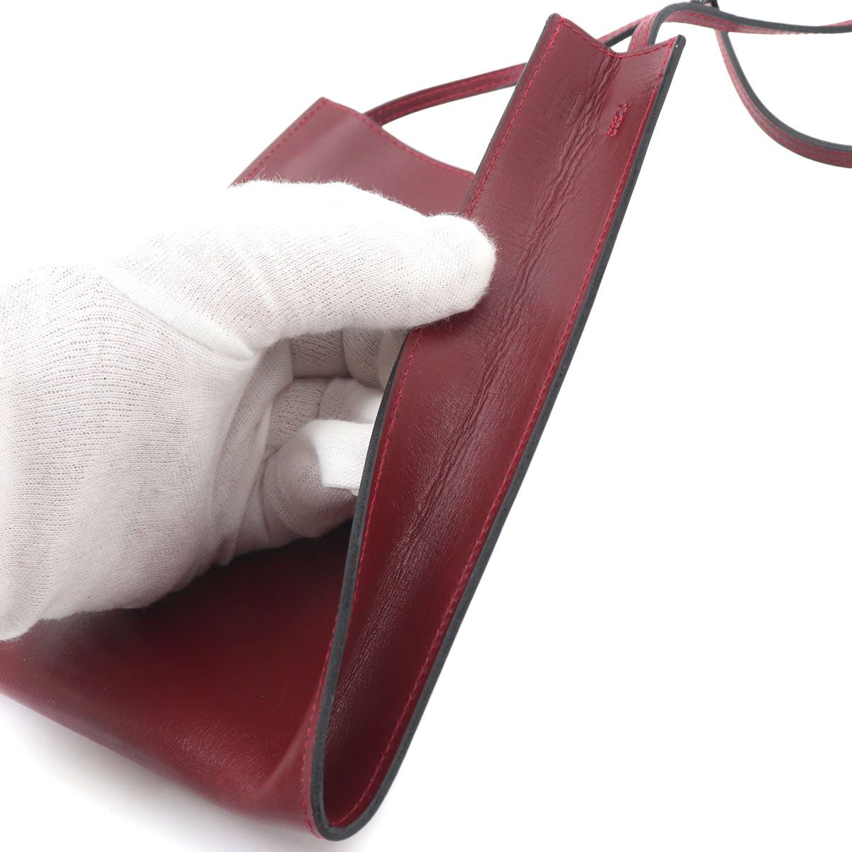 Hermes Onimetou Shoulder Bag Pochette Box Calf Rouge — view 8