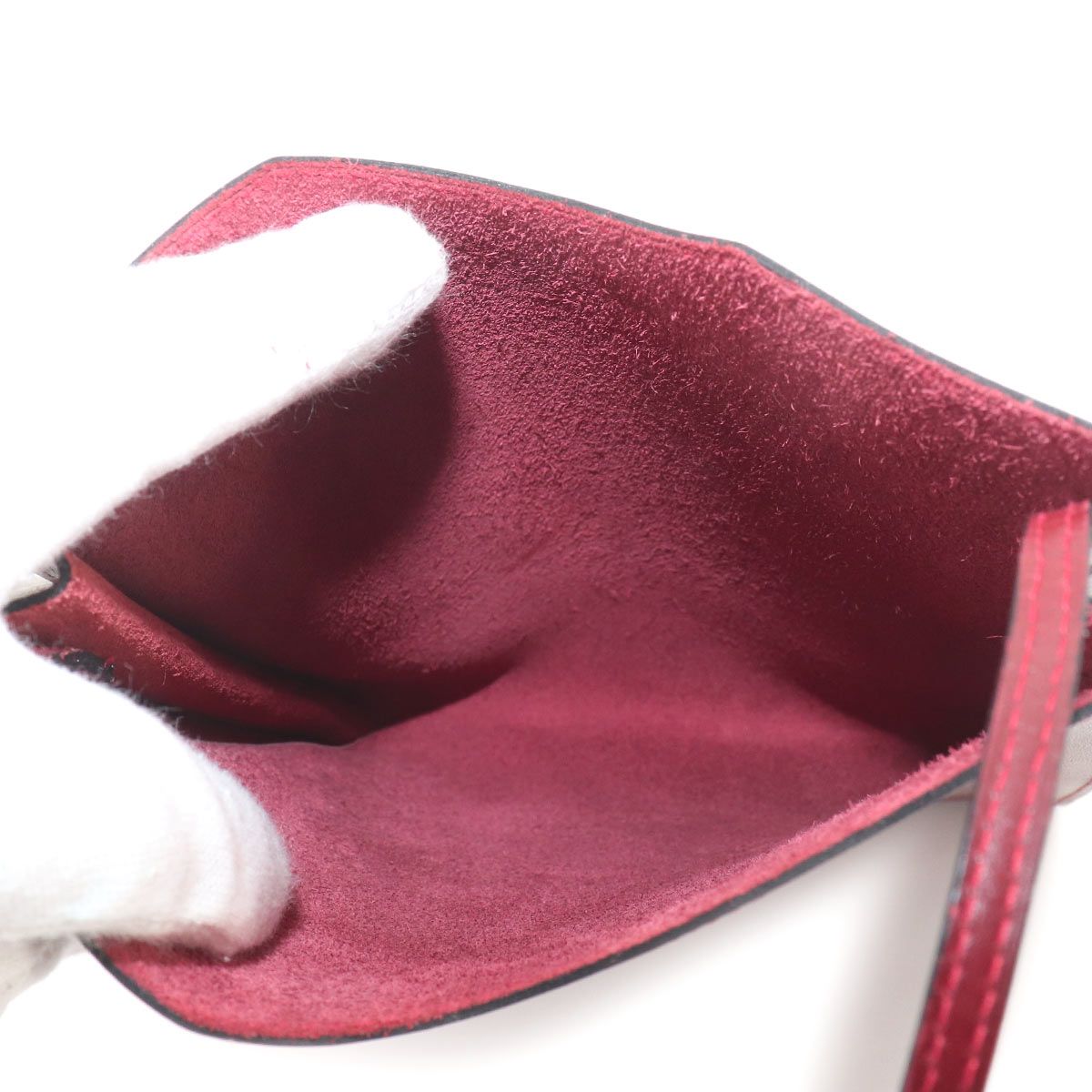 Hermes Onimetou Shoulder Bag Pochette Box Calf Rouge — view 6