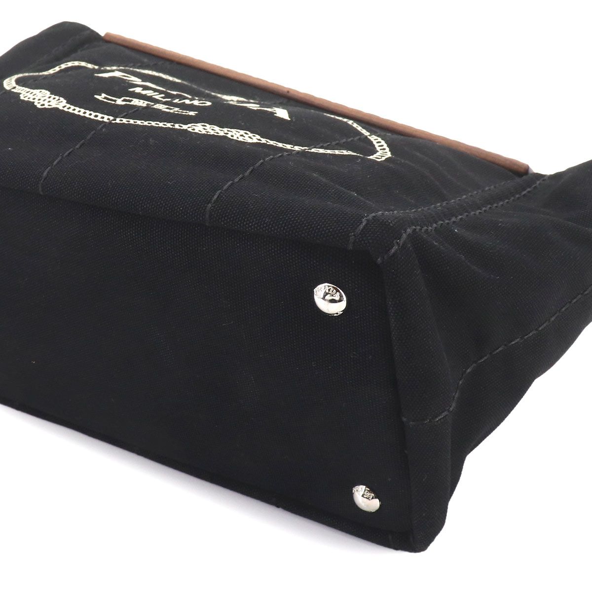 Prada Canapa 2-Way Bag Canvas Nero Black Silver — view 8