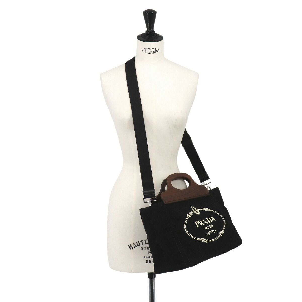 Prada Canapa 2-Way Bag Canvas Nero Black Silver — view 9