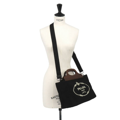 Prada Canapa 2-Way Bag Canvas Nero Black Silver — view 9