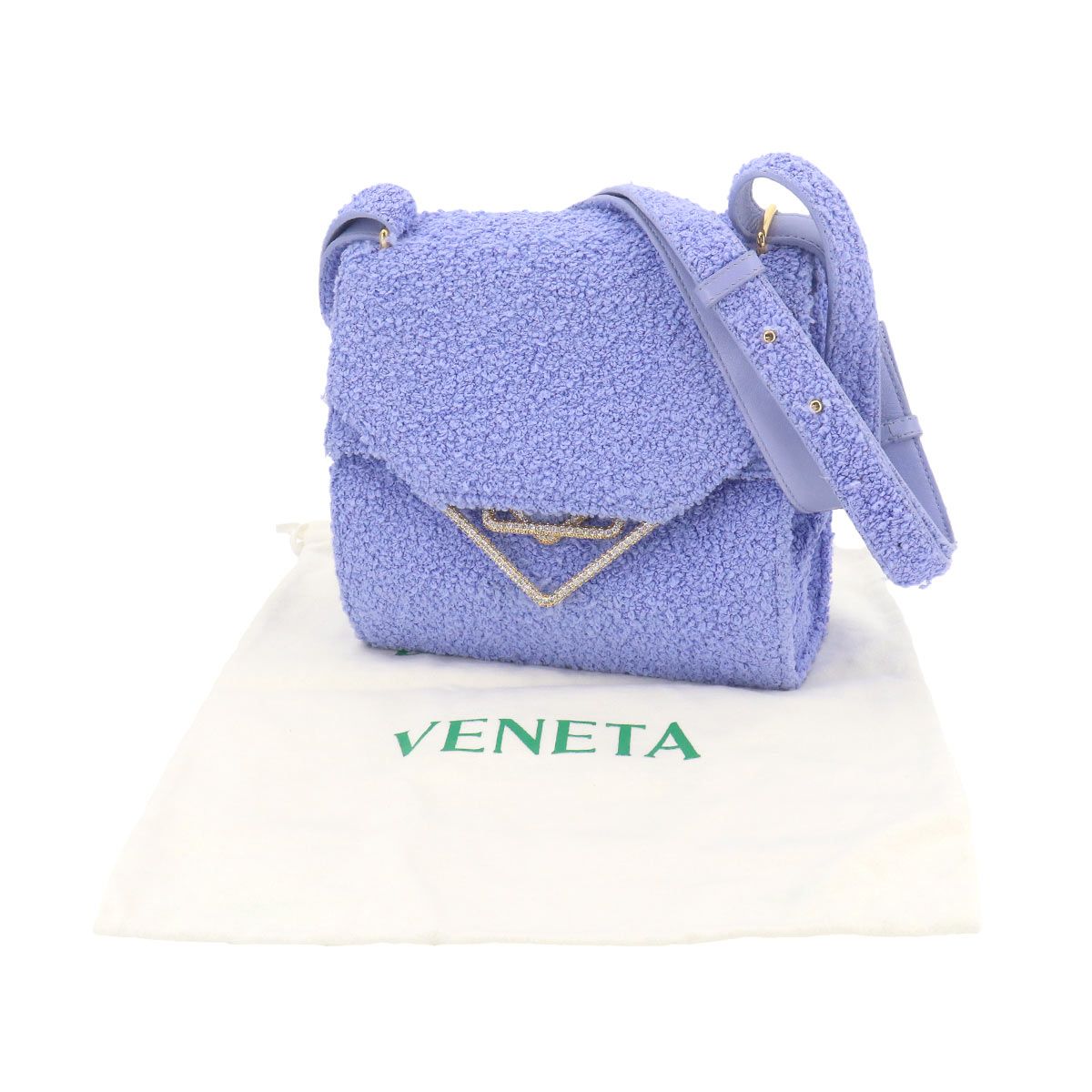 Bottega Veneta the Clip Shoulder Bag Cles Fabric Leather Perwinkle — view 2